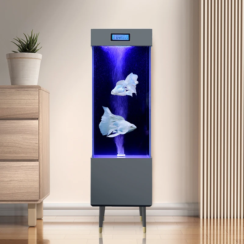 超白玻璃风景鱼缸立式落地客厅家用中小型背滤自循环一键换水排污