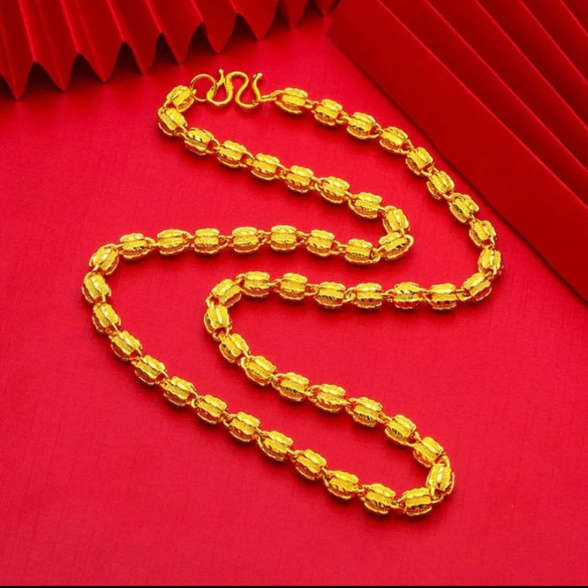 孟加拉赤金首饰【金色核桃项链链】男士百搭爆款热销2025