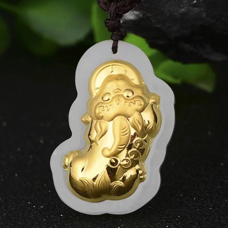 【倩倩专属】足金和田玉吊坠 貔貅天然玉石吊坠 赠高货绳
