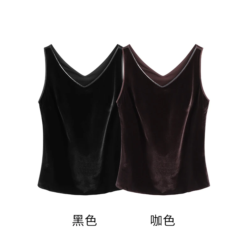 【钱老板粉丝专享】莫代尔法式V领一体杯背心M0481