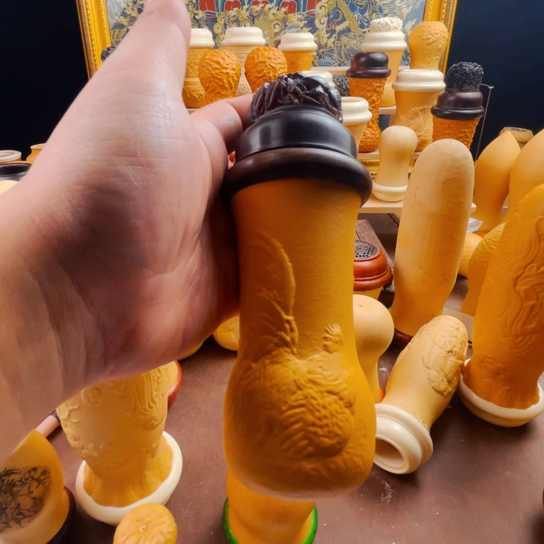 波***9黑白虫葫芦，黑檀口，树脂蒙心