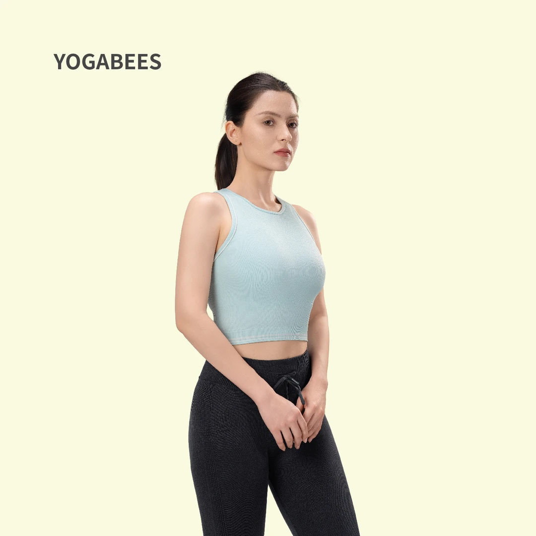 XH019yogabees女士运动性感风吊带防晒凉感女背心短款速干