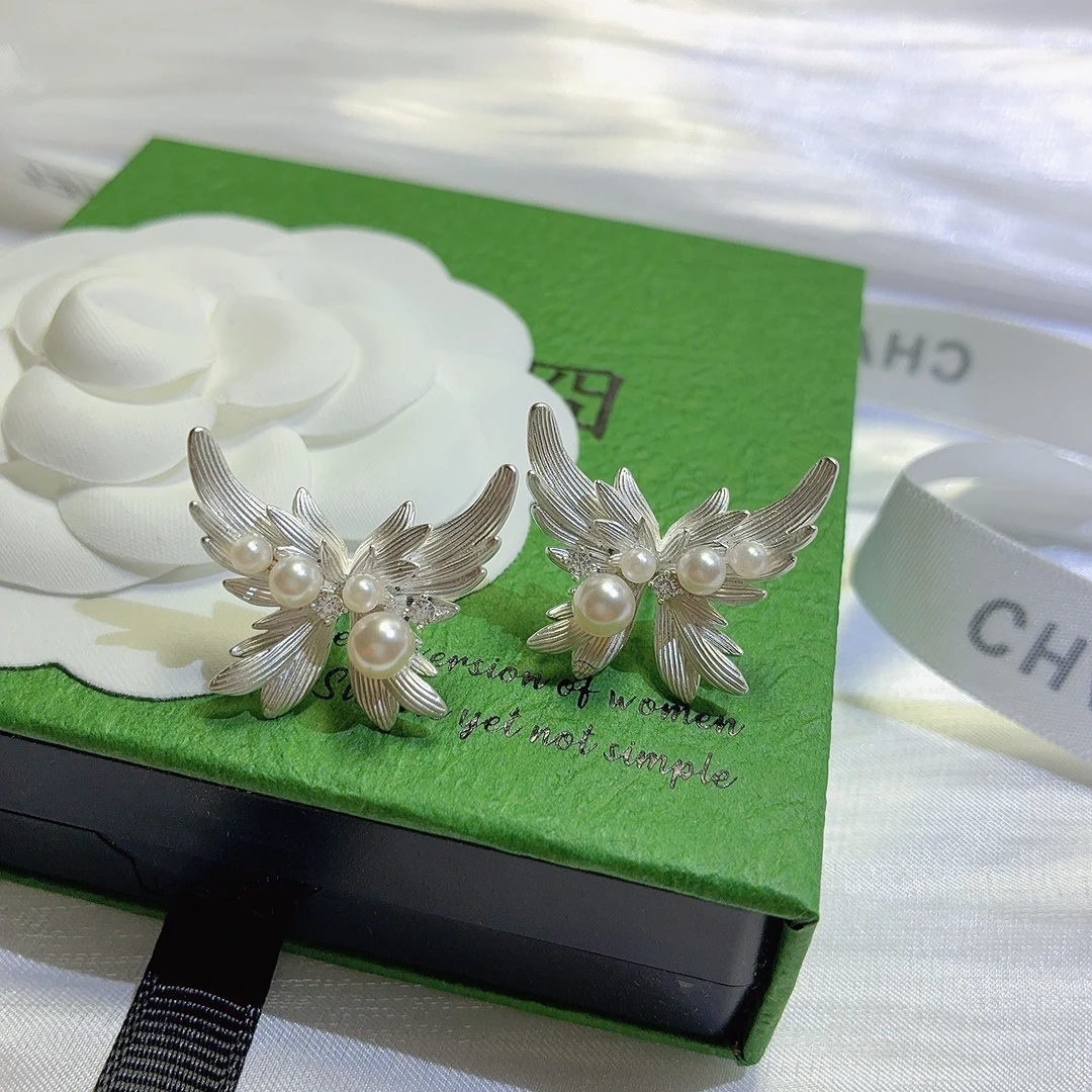 铜合金合成锆石耳饰 东大门定制耳钉轻奢小众仙气气质精致古风