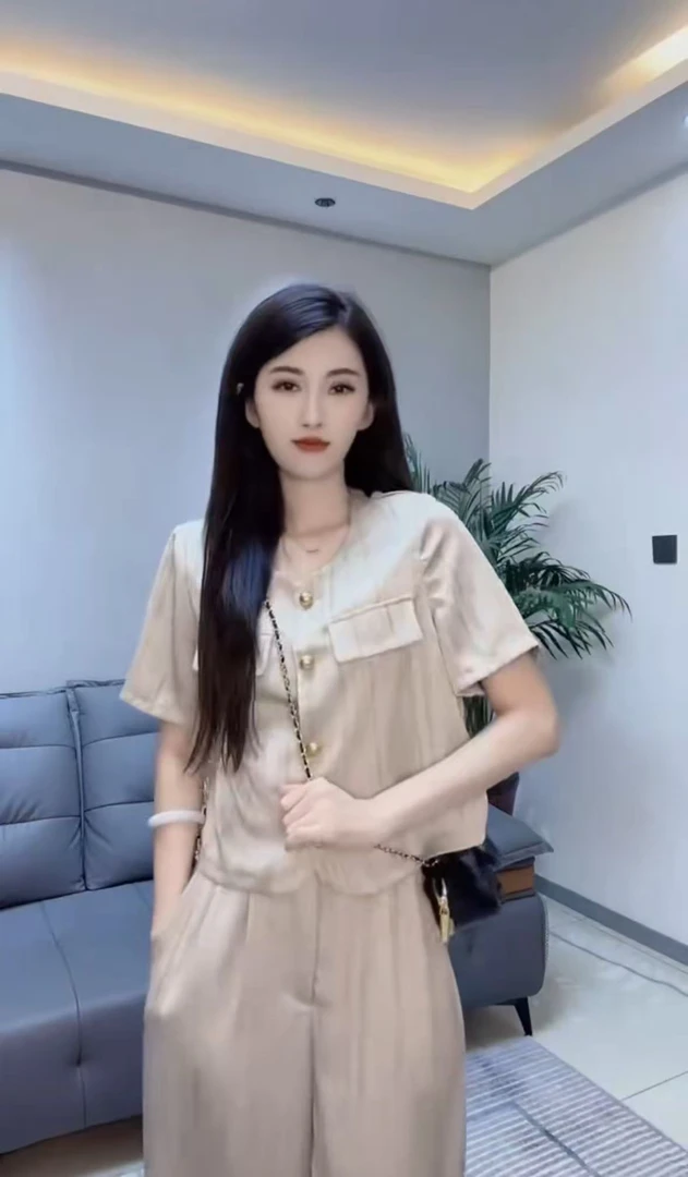 气质简约优雅贵气休闲套装夏季小香风短外套阔腿裤两件套S010