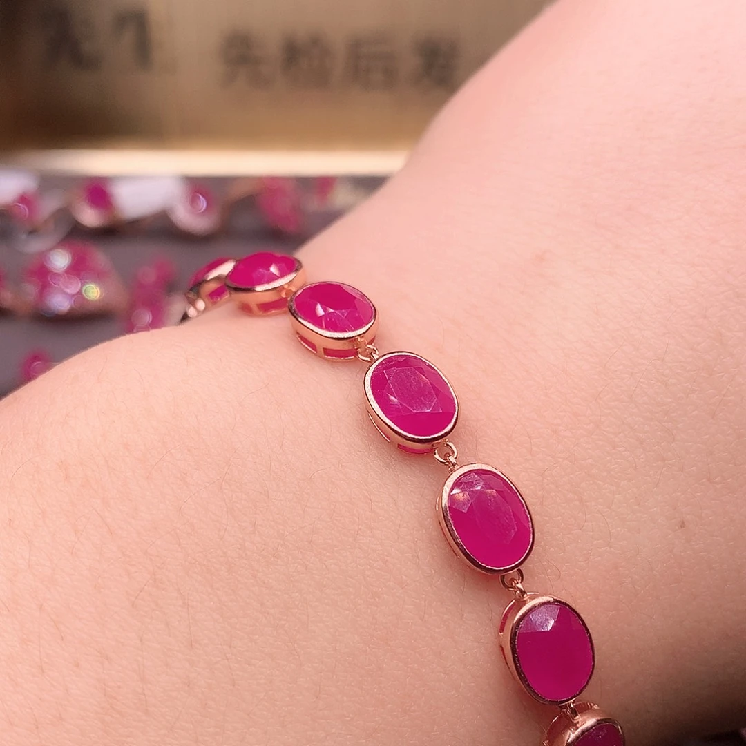 红宝石手链银S925镶嵌