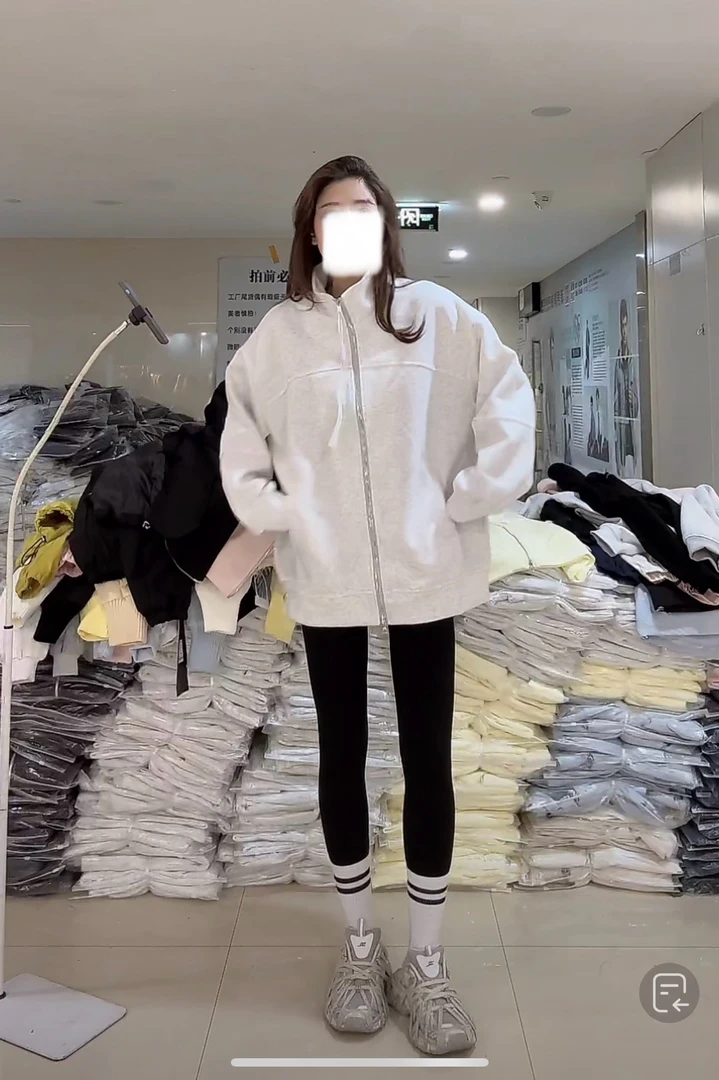 【柒汐】推荐春季慵懒风立领卫衣外套9072