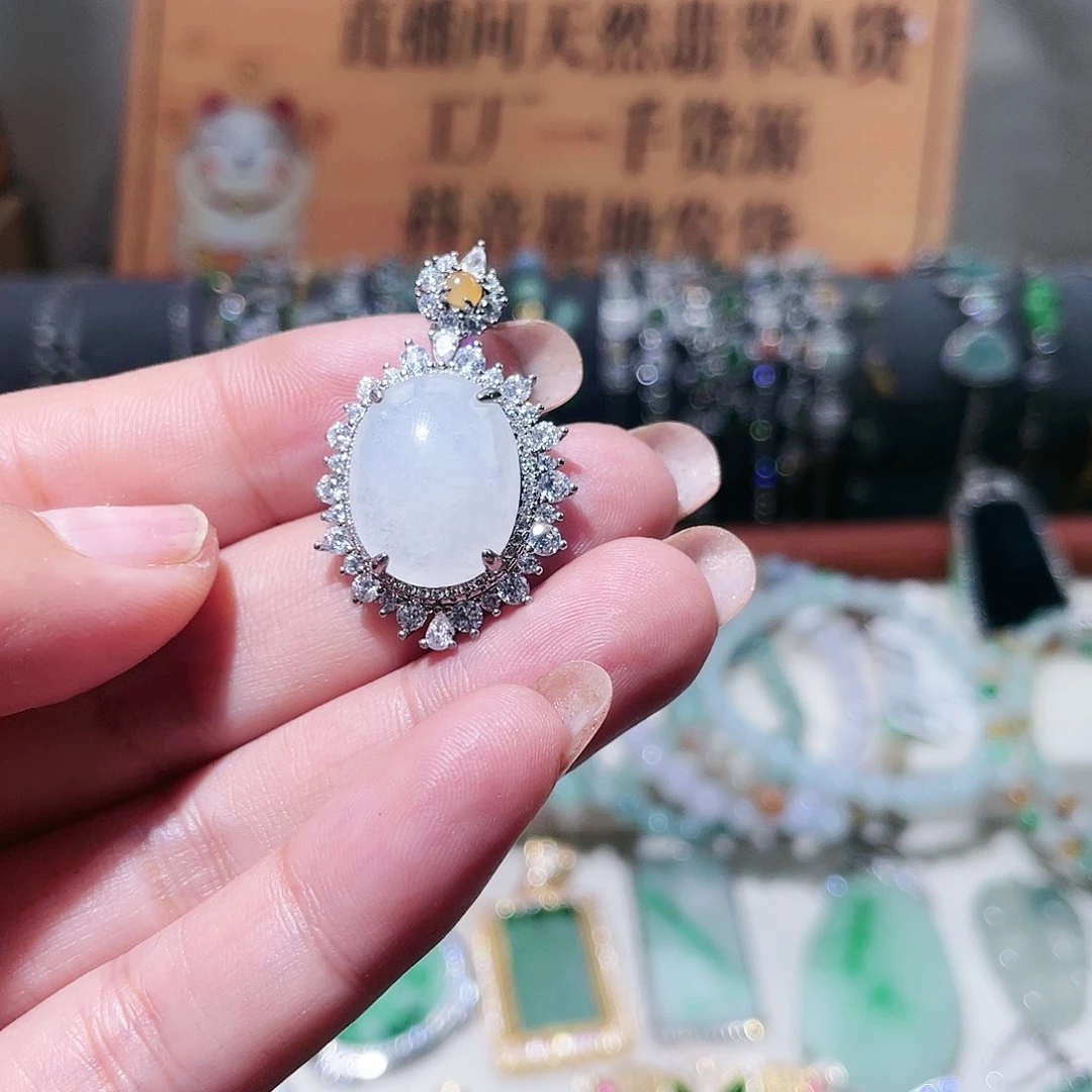 翡翠银S925镶嵌颈饰