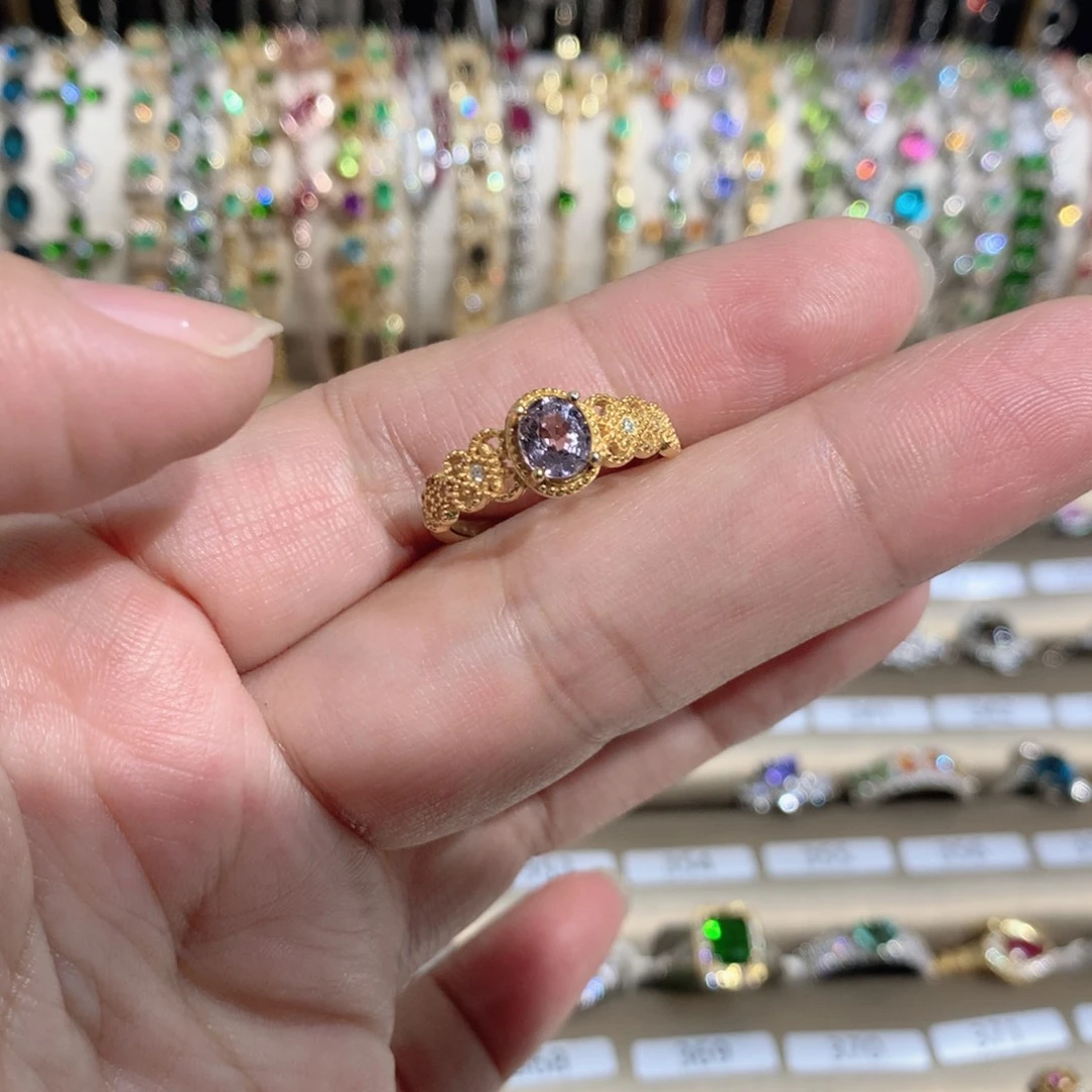 尖晶石戒指银S925镶嵌