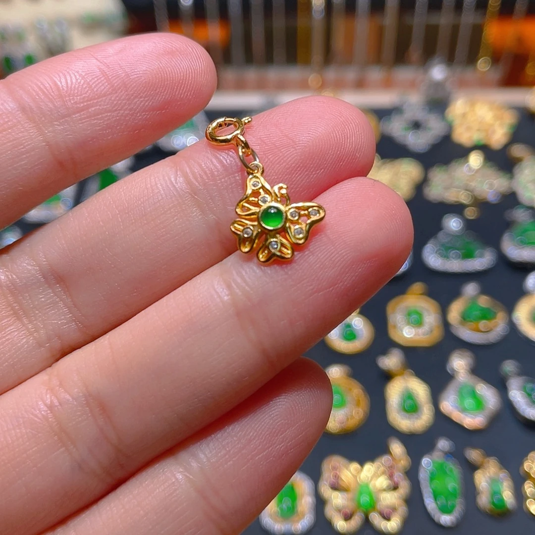 翡翠银S925镶嵌吊坠(不含链)