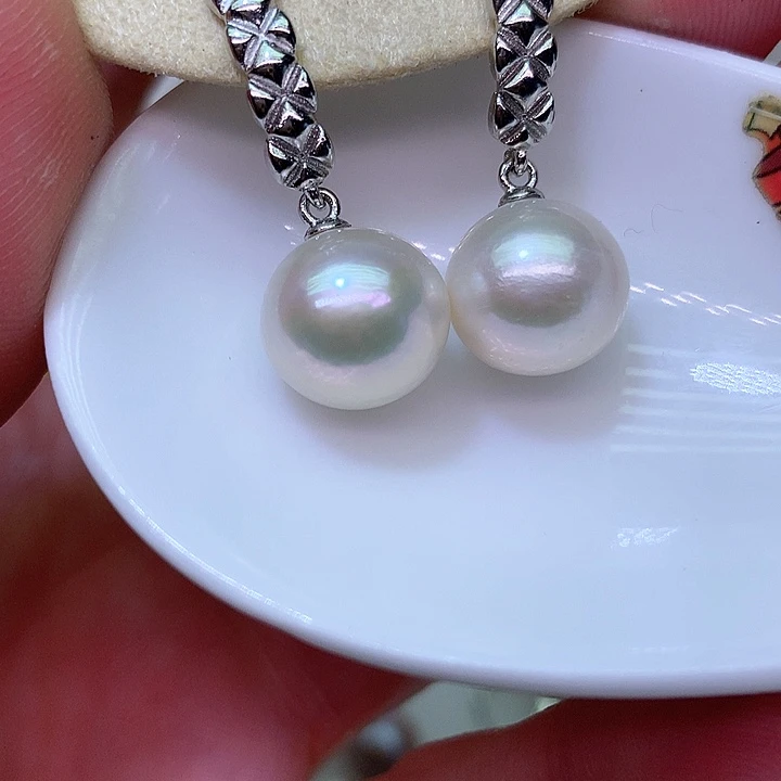 银S925镶嵌耳饰淡水珍珠