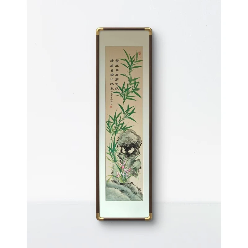 念琦手绘 带框带框《竹兰图》尺寸：38*123CM艺术传承作品宣纸