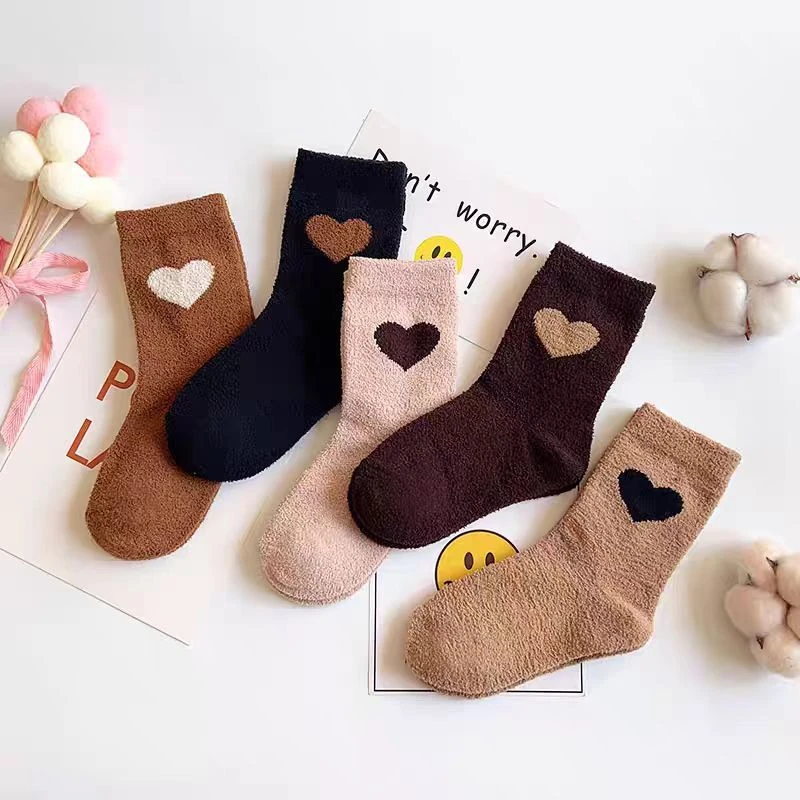 儿童冬季加厚韩版中高筒珊瑚绒保暖袜子男女童宝宝高腰纯色双色款