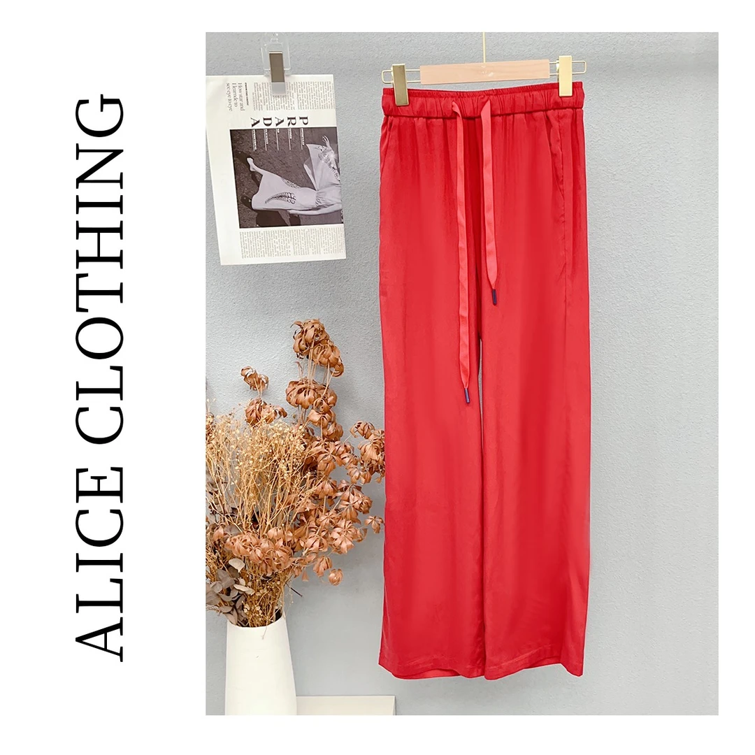 1 alicelulu 纵享丝滑阔腿长裤优雅绑带 垂感显瘦 P164379