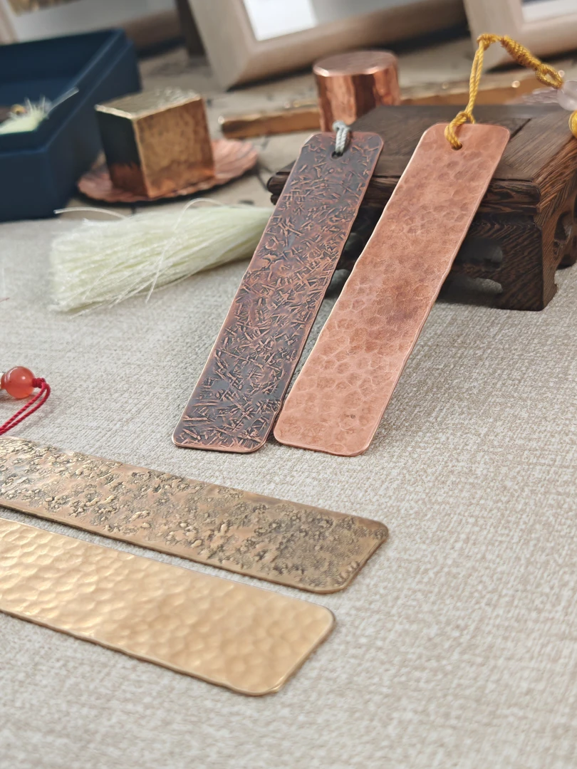 山野铜书签送老师古风原创金属纯手工锤纹