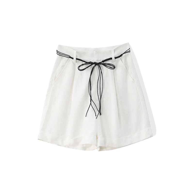 南油小众白色麻麻休闲短裤