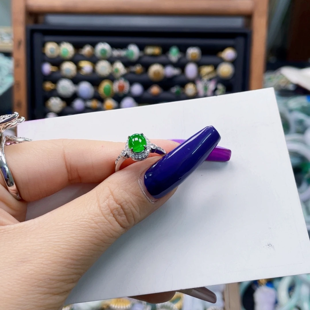 翡翠颈饰银S925镶嵌天然翡翠Ａ货