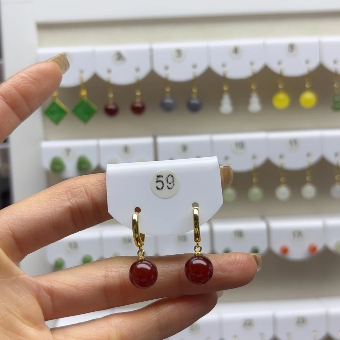 血珀银S925镶嵌耳饰