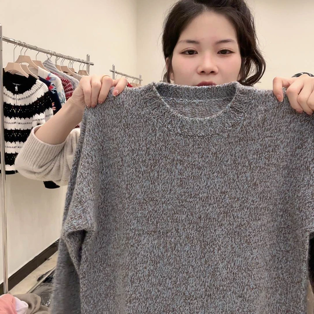 山羊绒花纱蓝拼粉银丝厚