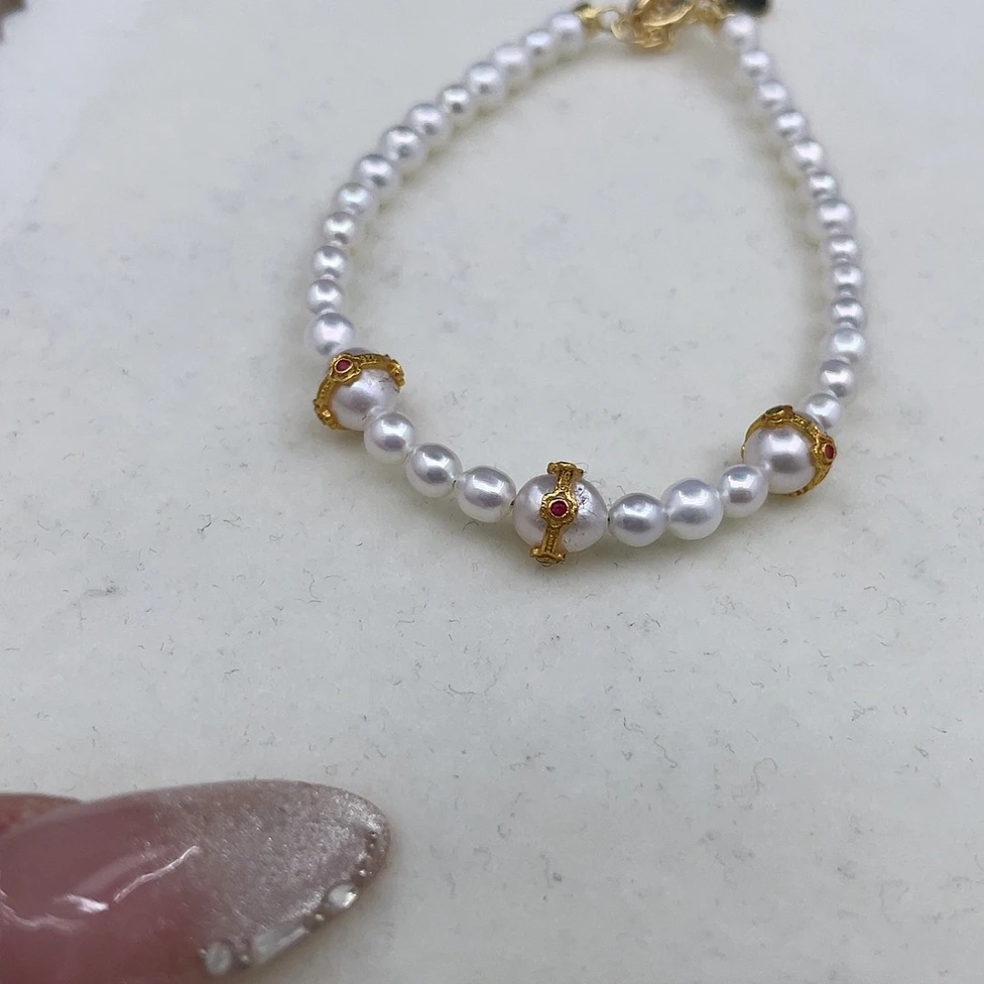 手链淡水珍珠银S925镶嵌