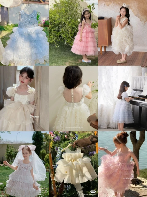 宝宝连衣裙童装女夏季纯色裙子吊带公主裙婚纱