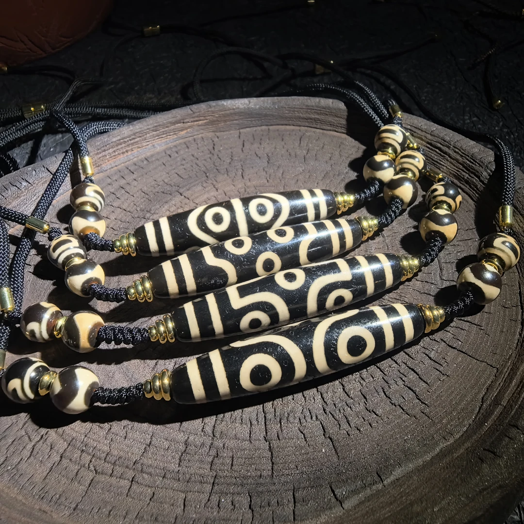 吉宝【鑫】牙黄色天珠玛瑙锁骨链可调节绳