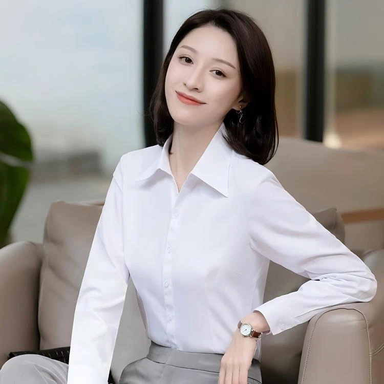 【竹纤维/纯棉/40棉面料可选】女士高端修身长袖衬衫上班职业正装