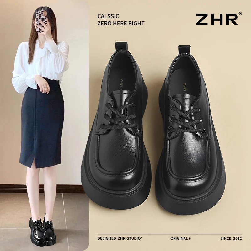 ZHR/则则厚底乐福鞋女2025春秋季英伦风百搭单鞋复古增高休闲女鞋