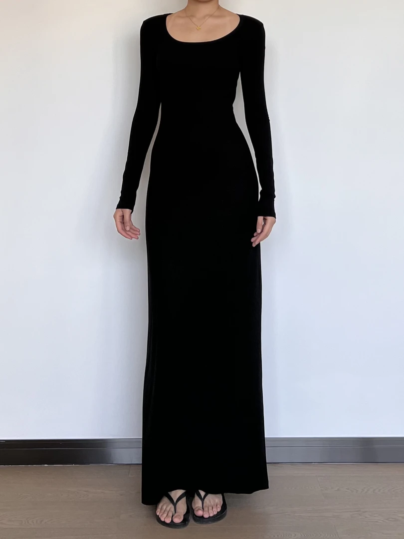 Hey Here | 170+入高个子女生超长针织小黑裙修身