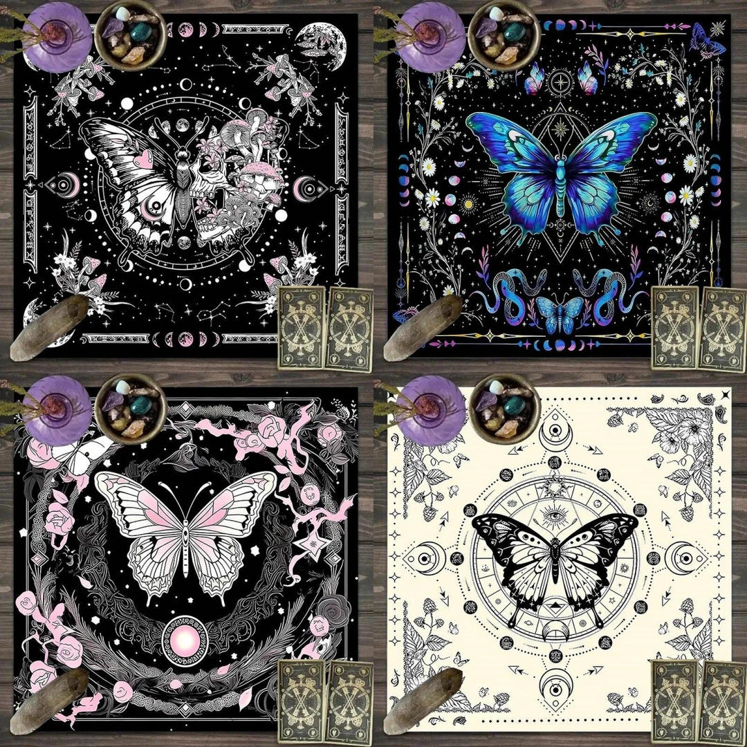 星月蝴蝶花海桌布罗塔牌神秘仪式推牌布桌游游戏专用加厚绒布桌垫