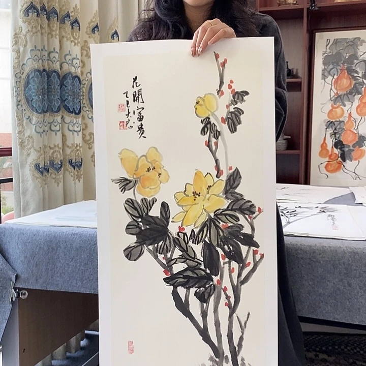 国画纯手绘国画写意作品34*68