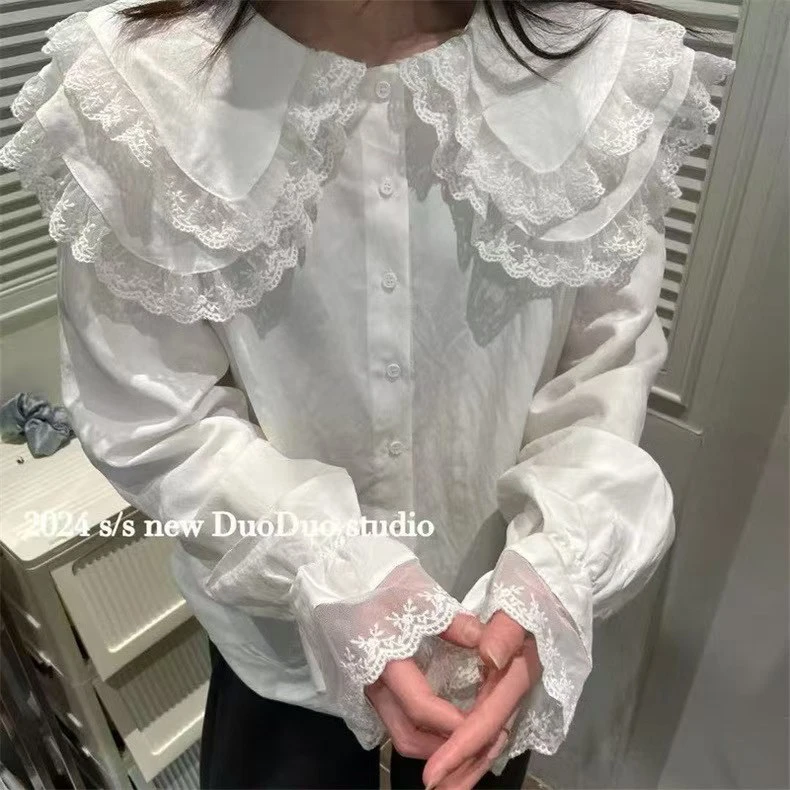 新疆包邮“雅韵蕾丝”877#娃娃领小衫