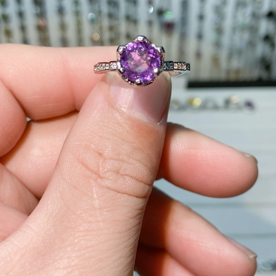 绿水晶戒指银S925镶嵌