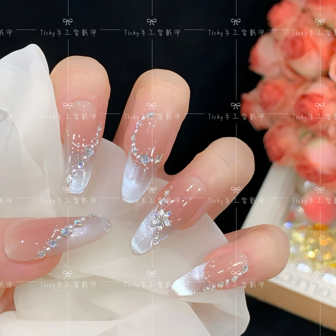 【云梦泽】高级感气质新款纯欲显白锆石款纯手工穿戴甲