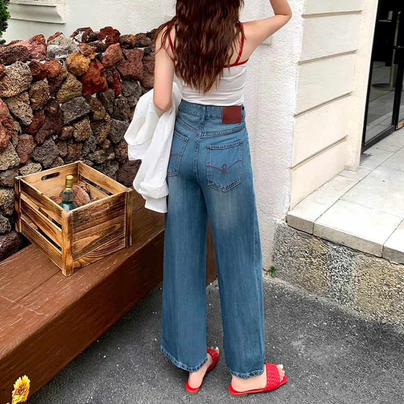 美思源软牛仔阔腿裤2025小个子天丝牛仔裤女款夏季薄款莱赛尔直筒