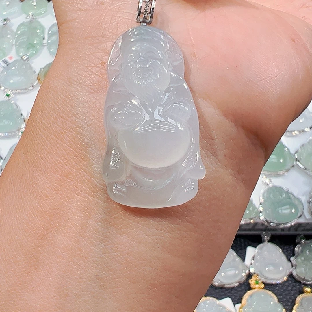 吊坠(不含链)18K金镶嵌翡翠财神爷