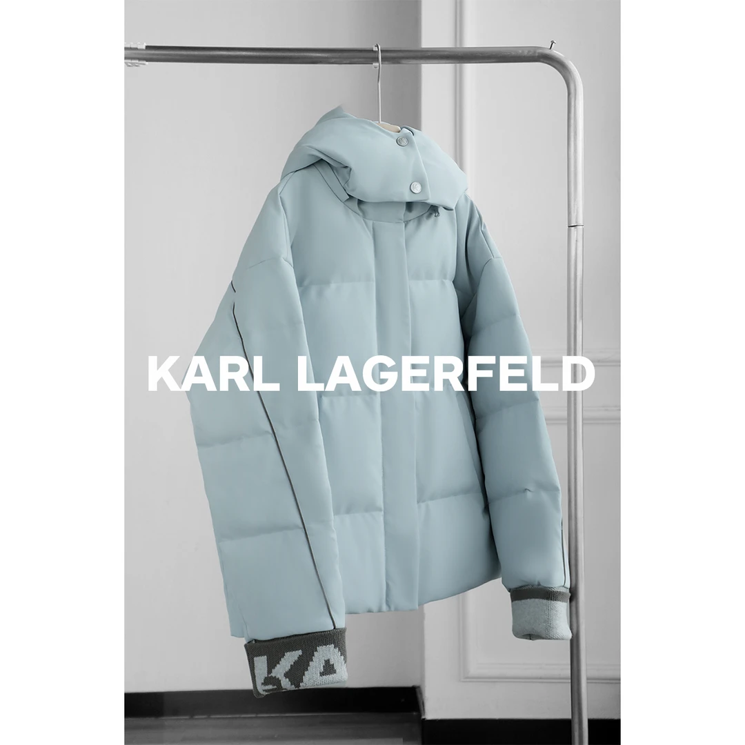 【KARL LAGERFELD】时尚拼色字母鹅绒服