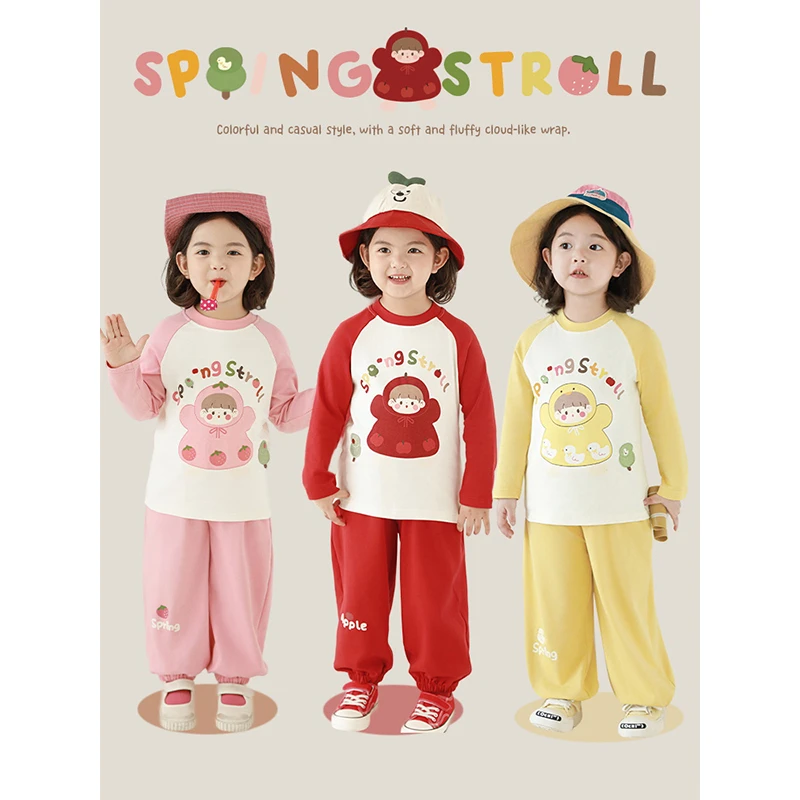 YOEHYAUL/幼悠【百变安安】春壹波女童洋气小女孩印花插肩T恤 C3116