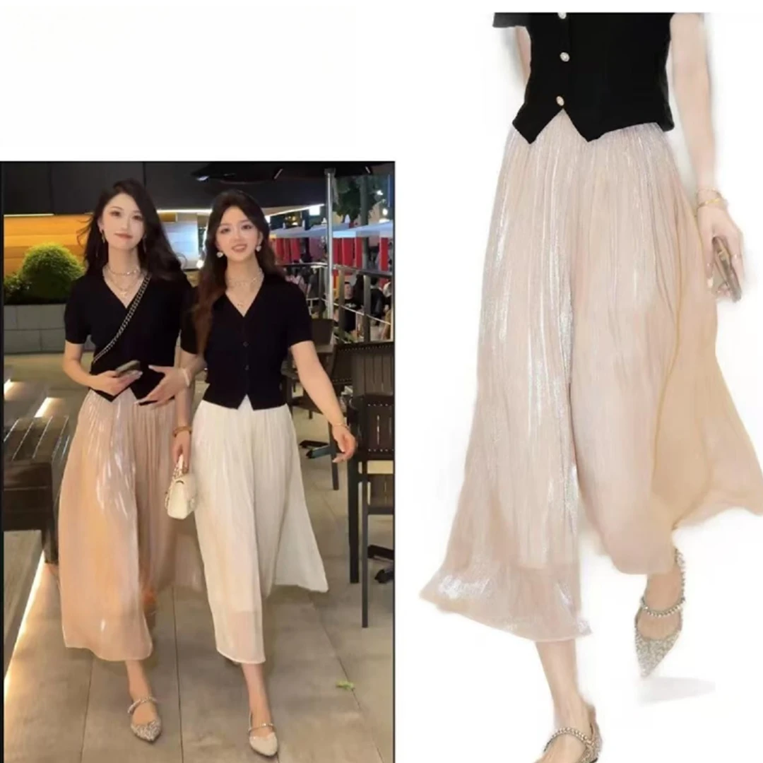 【不透不静电】琉璃冰丝垂感阔腿裙裤女新爆款2025高级感半身裙2110