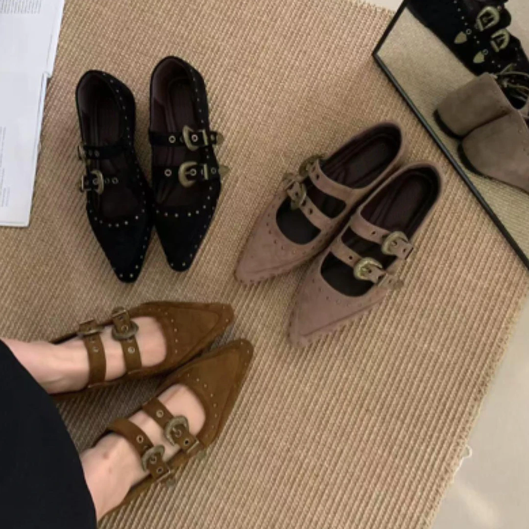 啄木鸟复古尖头浅口内增高单鞋女2025新款设计感法式晚晚风玛丽珍