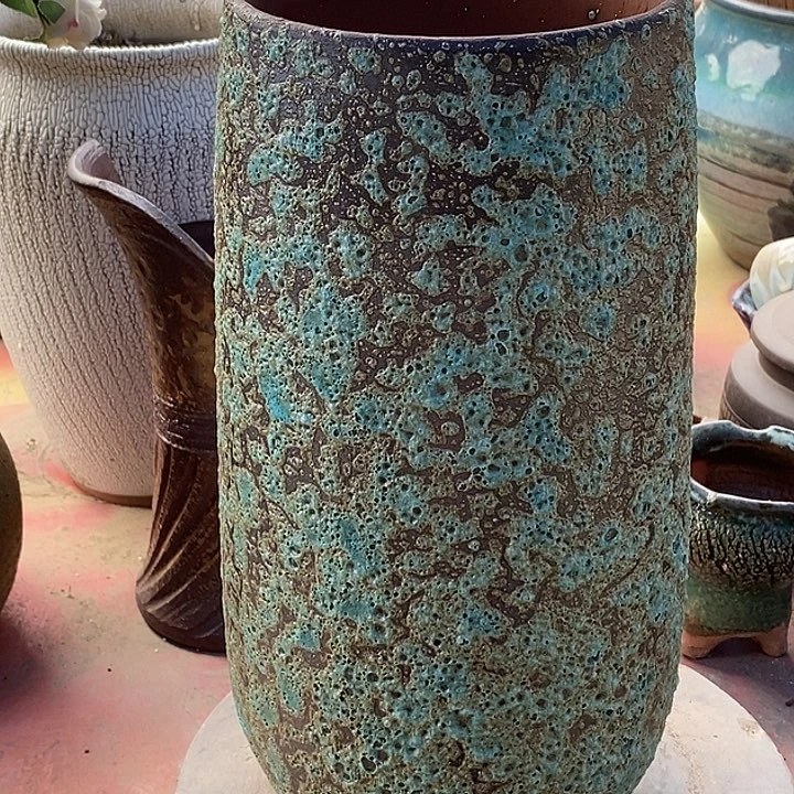 花盆紫砂口15.5高度34绿色