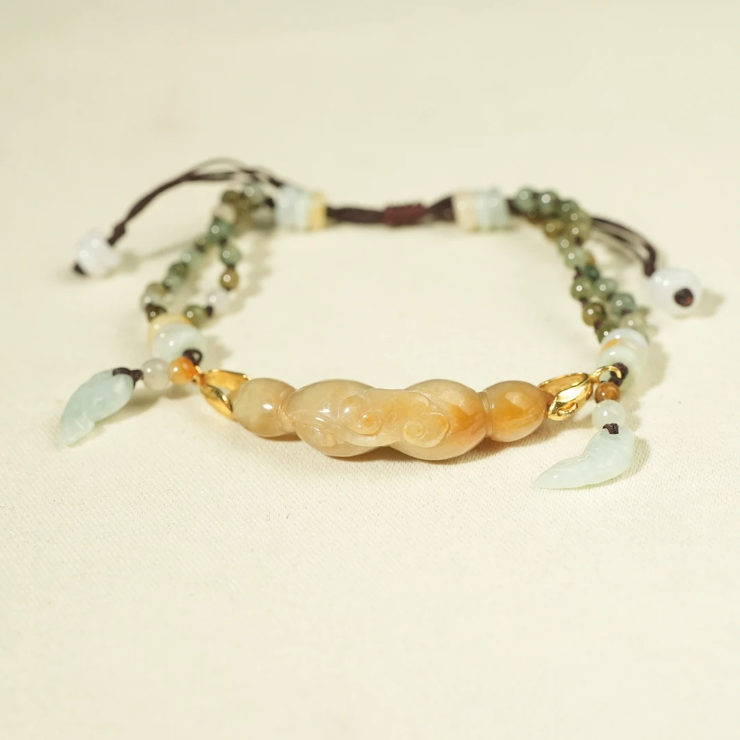 二十世纪中后期黄翡如意莲藕手链【华豫之门】AAGTY250221008