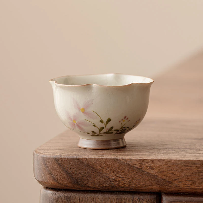 【器度坊】草木灰小雏菊花蕾杯喝茶杯陶瓷主人杯家用功夫茶具品茗杯