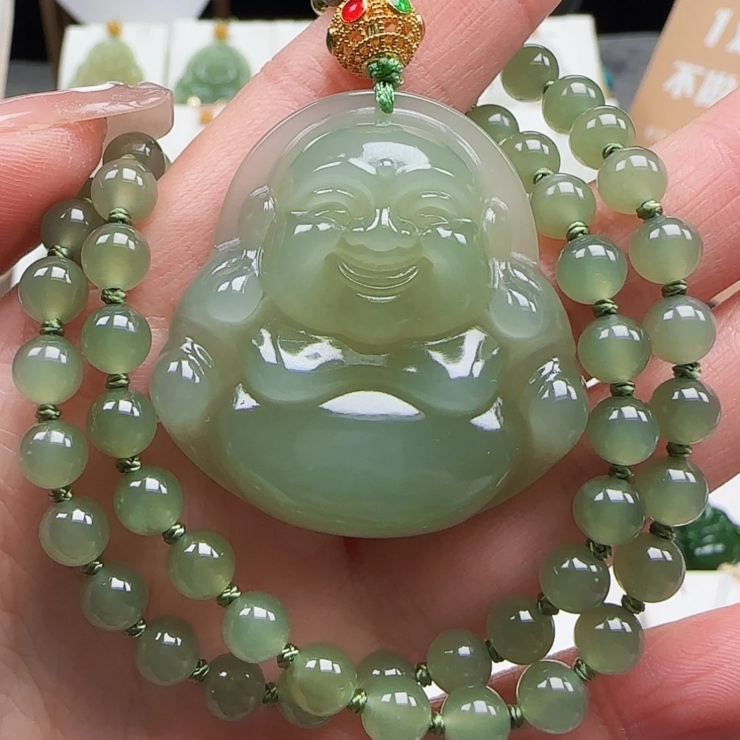 和田玉足金镶嵌颈饰40