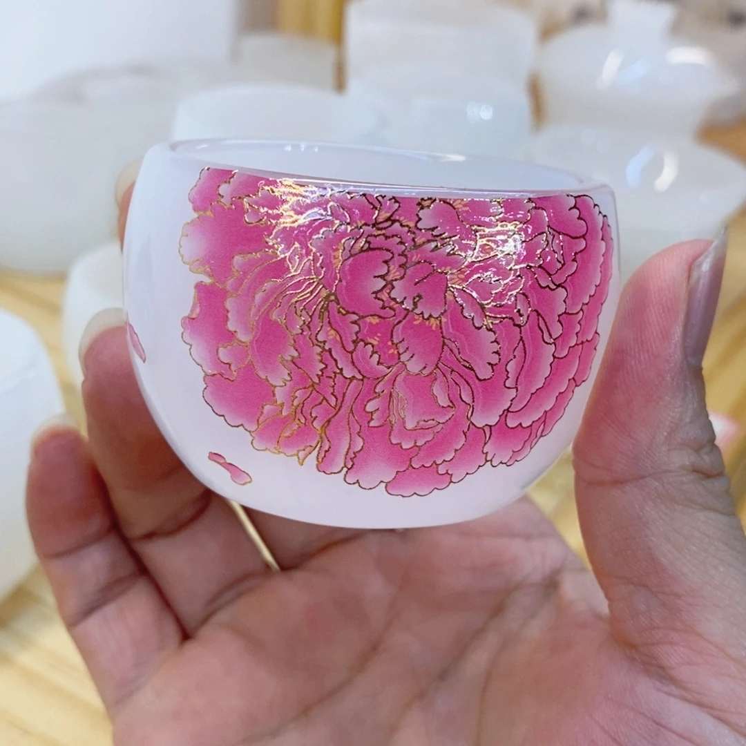 手工艺品琉璃牡丹客杯