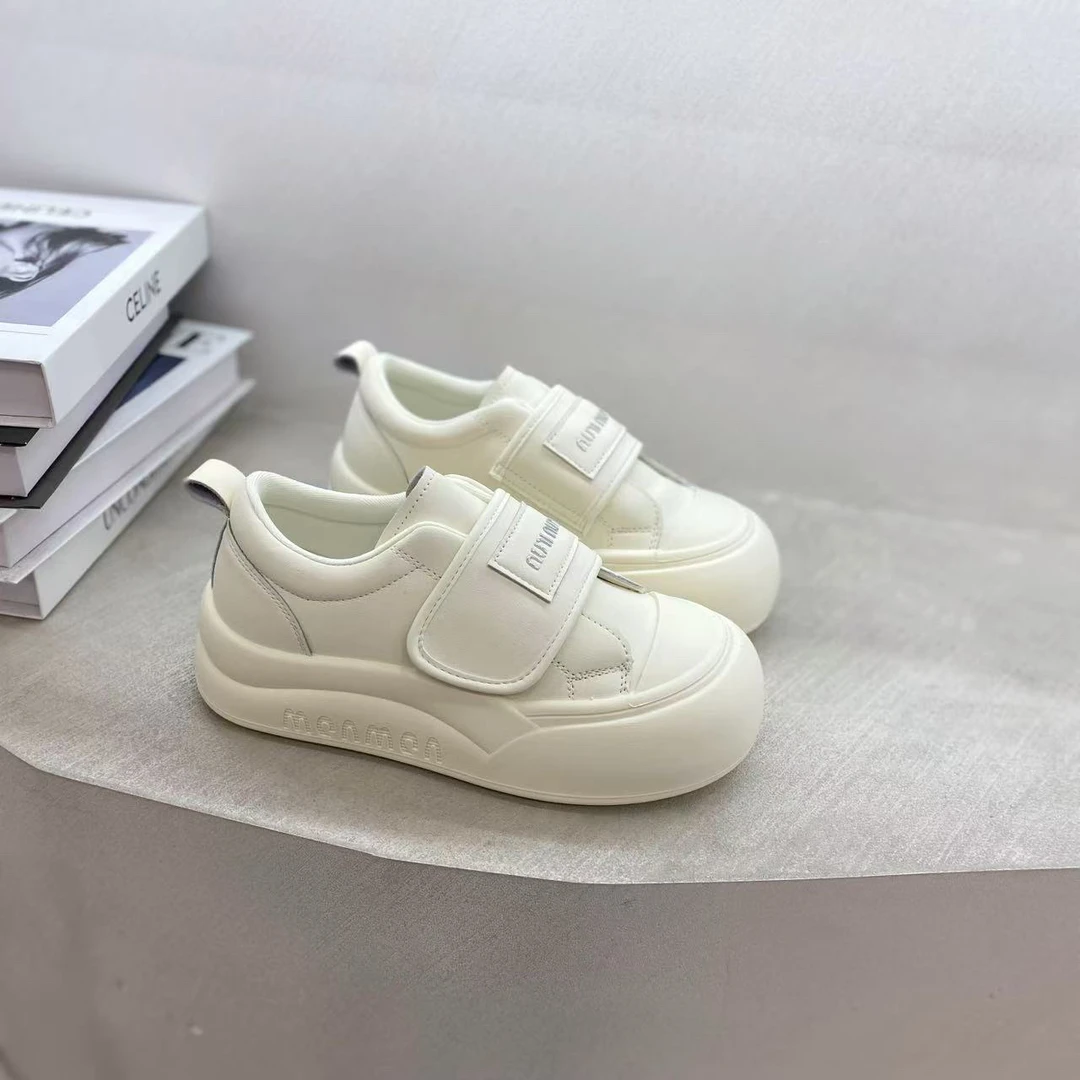 衣号店 春款新款魔术贴厚度皮面小白鞋板鞋休闲鞋9820