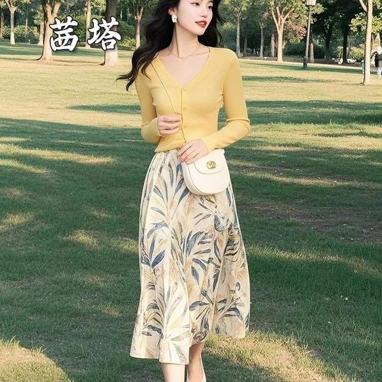 2025超火开春穿搭一整套韩风chic气质减龄休闲慵懒风两件套装裙女