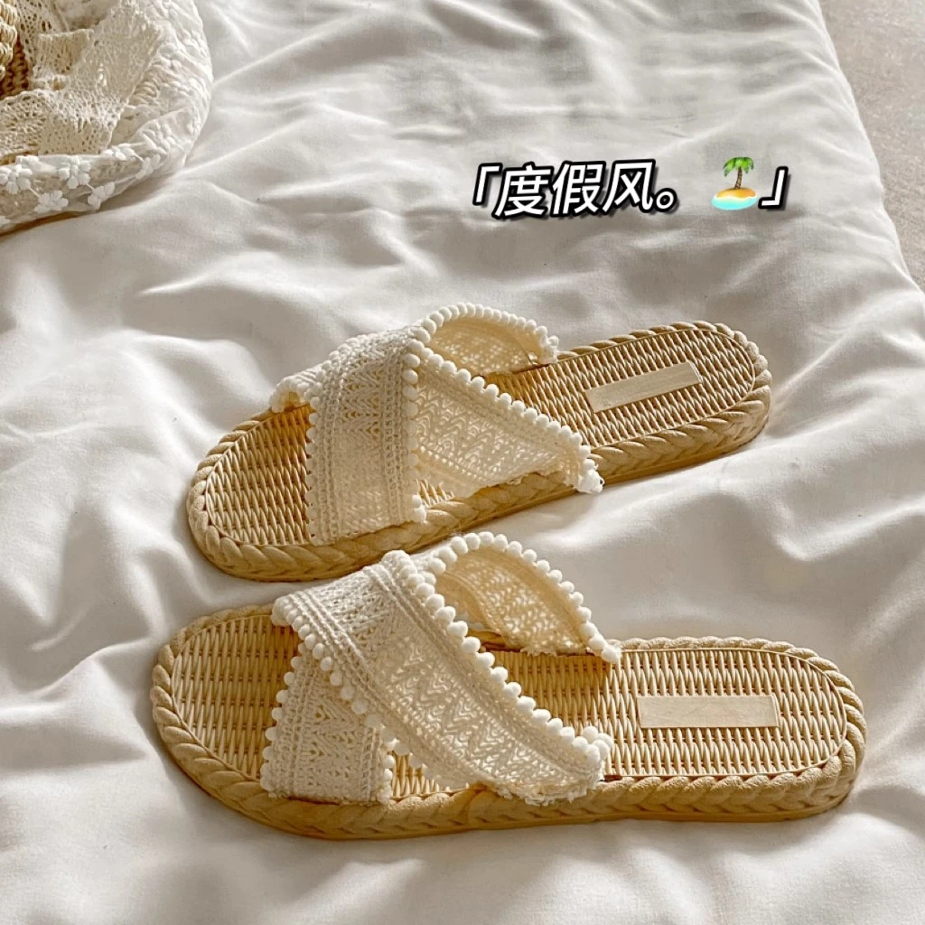 海岛度假~!拖鞋女鞋外穿夏季新款百搭平底仙女沙滩凉拖鞋