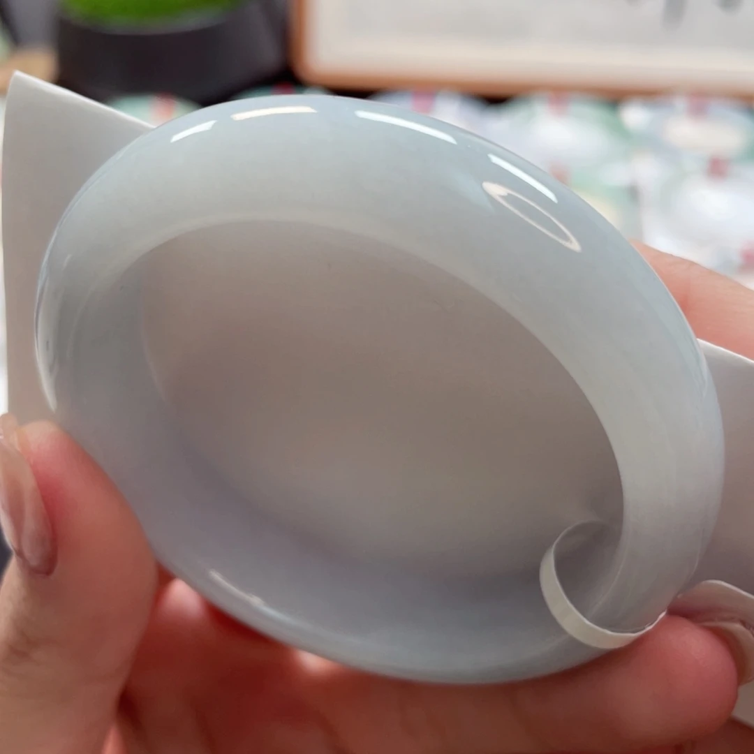 【闪购商品】翡翠手镯未镶嵌55皎洁淡蓝月光完美细腻4号