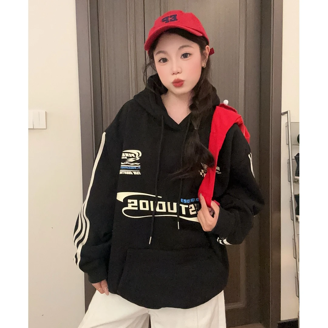 HandSeven春秋重磅宽松百搭显瘦美式复古ins风秋冬情侣连帽卫衣