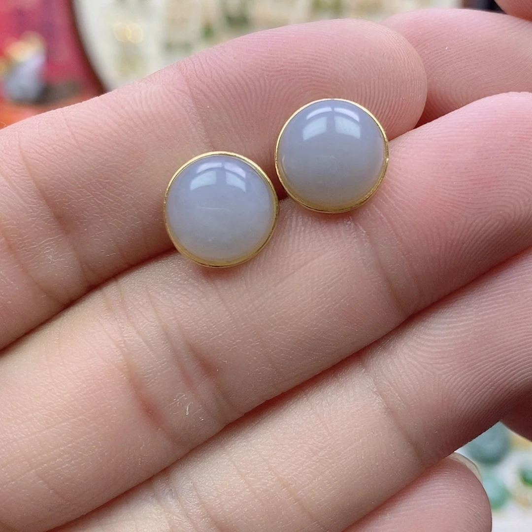 银S925镶嵌和田玉耳饰